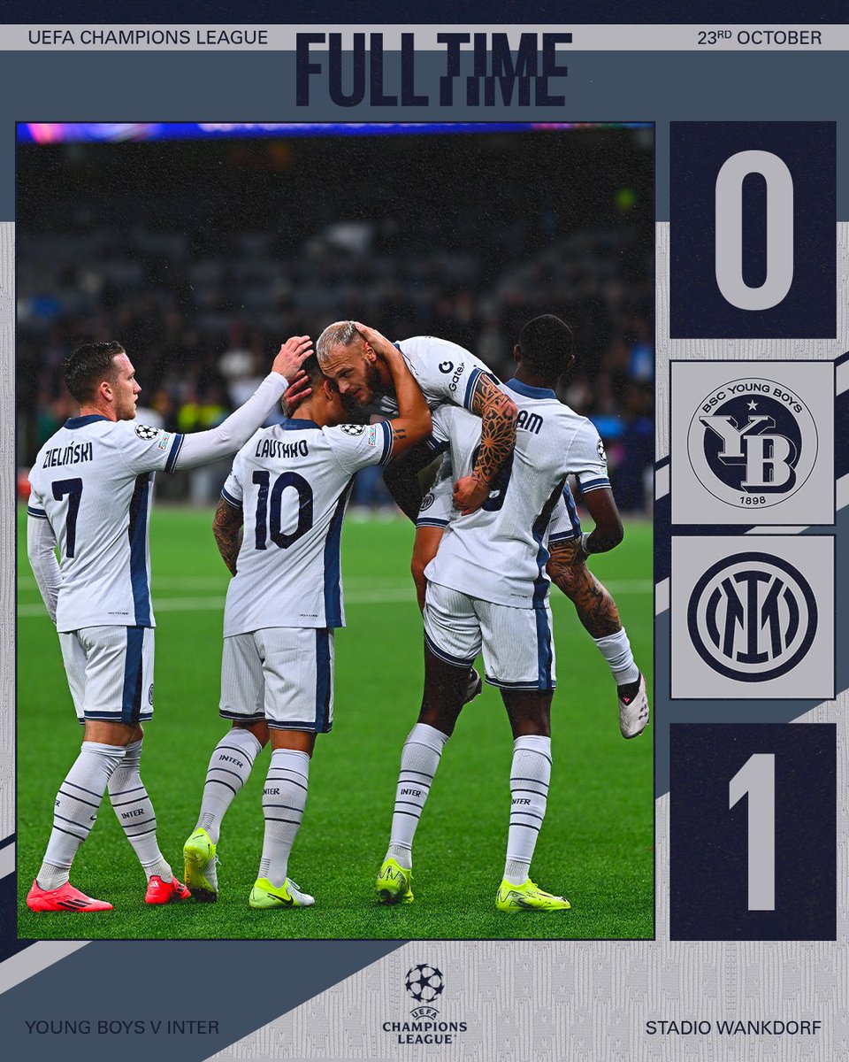 SarettaMandis86's tweet image. Vittoria all&apos;ultimo secondo!
Portiamo a casa tre punti fondamentali!
0️⃣1️⃣⚽🖤💙
#Inter
#YBInter
#YoungBoysInter
#ChampionsLeague 
#UCL 
#Thuram
#InterForever
#ForzaInter 
@Inter