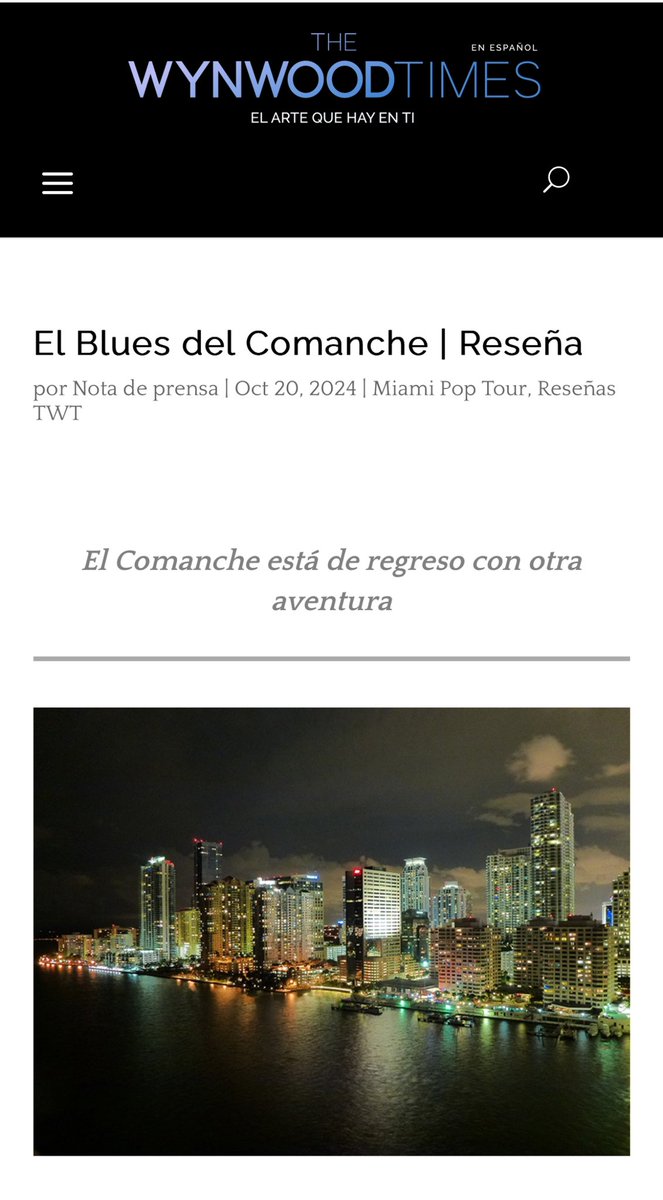 “Medina León describe imágenes hermosas de palmeras y sol y las mezcla con descripciones de crímenes horribles de una ciudad que existe en las sombras”<a href="/Zack_DOrsi/">Zack D'Orsi</a> reseña mi novela el Blues del Comanche <a href="/thewynwoodtimes/">The Wynwood Times</a> 
thewynwoodtimes.com/blues-comanche…