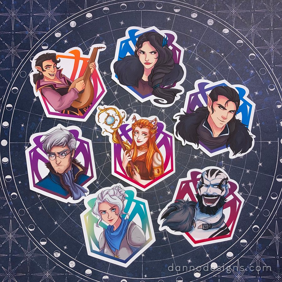 DragonSparkz's tweet photo. I've fully restocked all of my Critical Role sticker designs! Was running low for a while. Available in single stickers or full sets that are currently on sale for bundles :3  

💚https://t.co/LCG536PbF6

#criticalrole #voxmachina #mightynein #fanart https://t.co/07fC4Jbph7