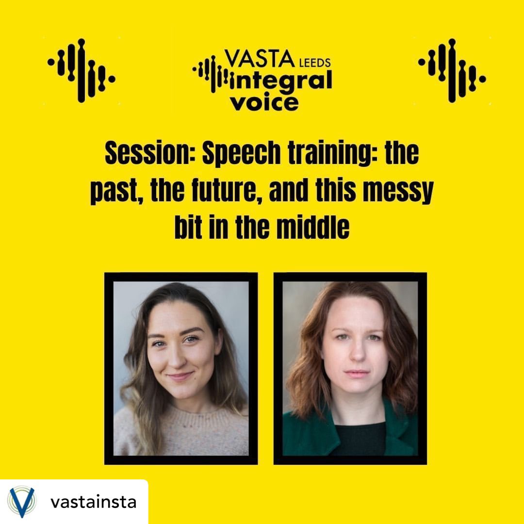 StancliffeVoice's tweet photo. Extremely honoured to be presenting my research @VASTAtweets Leeds symposium. Sharing my work on authenticity, clarity &amp; accent bias, &amp; how I’ve applied that in the industry, alongside fellow northerner @RosemaryBerkon. And group research on the breasted body in voice work. https://t.co/O5XmBwbV8f