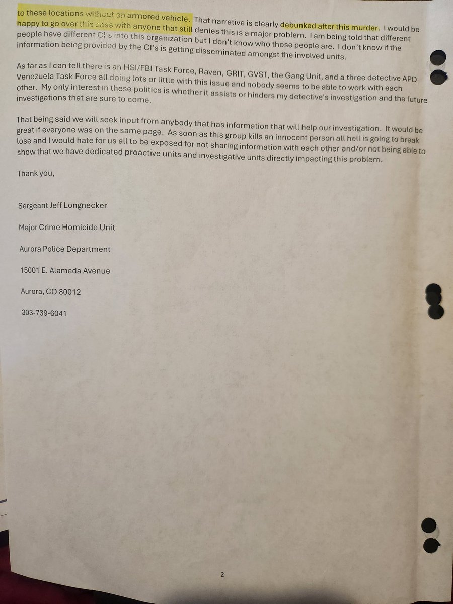 DaniJurinsky's tweet photo. Emails that went out to the entire @AuroraPD confirming that officers were advised to respond in numbers and with an armored vehicle to Whispering Pines. A report was made that "these guys" have over 200 people working for them. Still not a gang takeover over the complex? It's all going to come out...