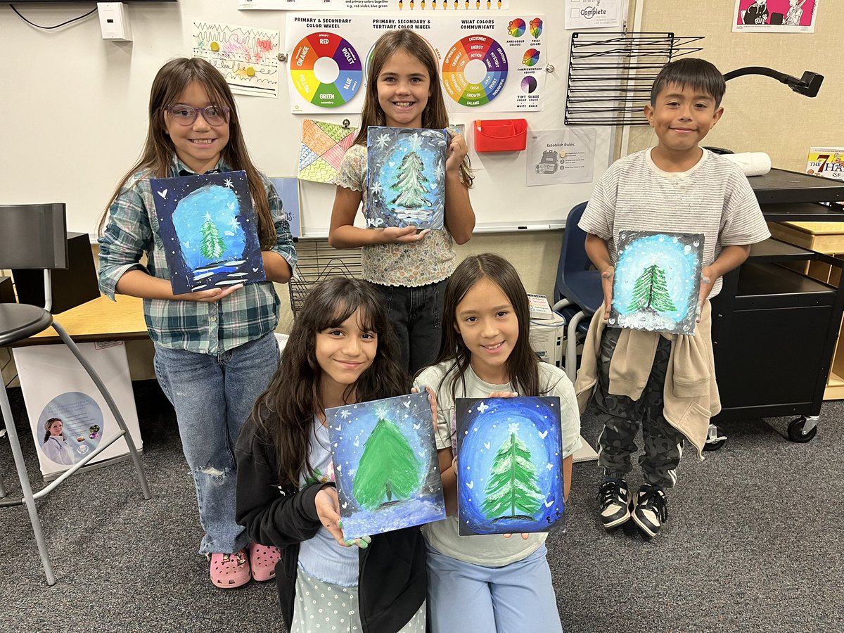 We hosted a paint party with our 4th and 5th grade GATE scholars to prepare for creating a large mural for the Porterville Developmental Center, just in time for the Christmas season. This project is aimed at bringing joy and holiday cheer to the community.