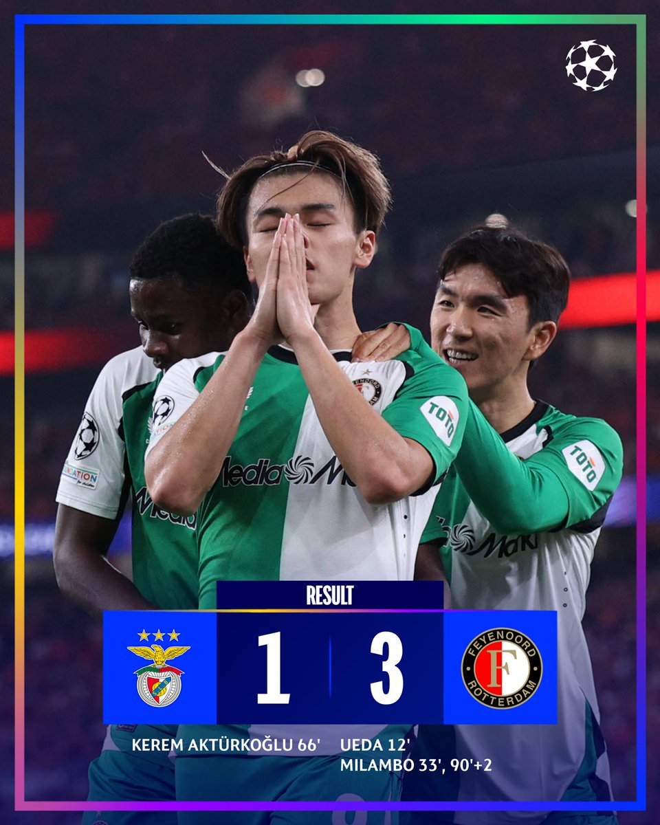 ChampionsLeague's tweet photo. A big win for Feyenoord in Lisbon 💪

#UCL https://t.co/PWirbTcqTS