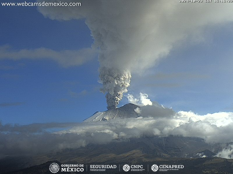 PreMxOficial's tweet photo. #AVISO ⚠️ | Nuevo episodio de #tremor del volcán #Popocatépetl registrandose desde las 14:59 h, se observan #Exhalaciones MODERADAS 🟡 constantes de 2 km de altura. 🌋💨

⚠️ Caída de ceniza: #EDOMÉX y #Puebla. 

🚦 AMARILLO FASE 2. 🟡 https://t.co/a18cWU0l9B