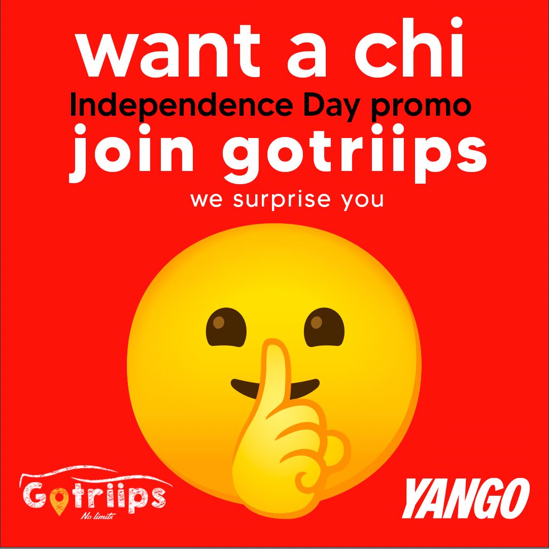 gotriips's tweet photo. Be online on Gotriips Yango tomorrow on #IndependenceDay and watch us suprise you. Type suprise and then comments and share for a surprise https://t.co/c7J0b3Vli4
