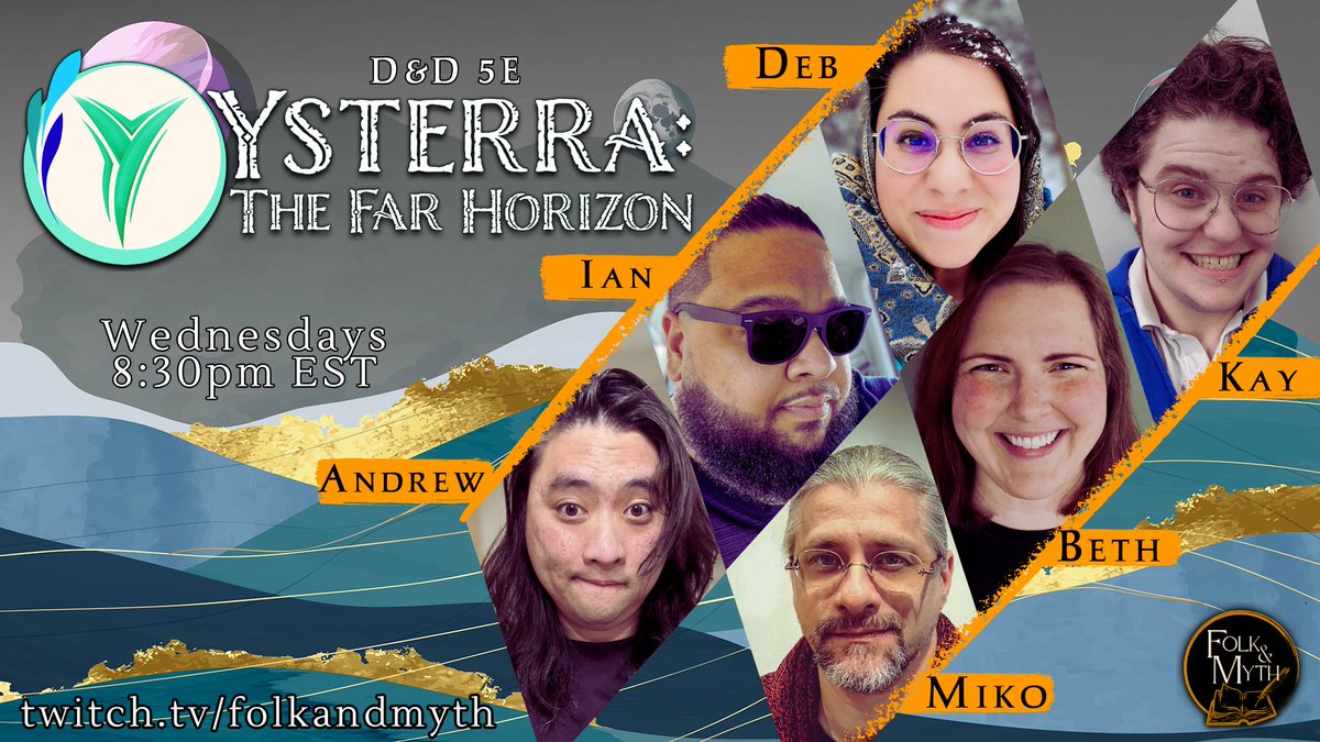 All aboard for <a href="/the_okayest_gm/">Miko</a> 's Ysterra: The Far Horizom tonight @ 8:30pm! @bethmaczko @/dswets (IG) @kaidancosmos, @andrewnguyenrpg, <a href="/YaBoiBIG/">✨ᛁᚨᛒᛟᛁᛒᛁᚷ✨</a> &amp; <a href="/TheBleakseason/">Bleakseason</a> twitch.tv/folkandmyth