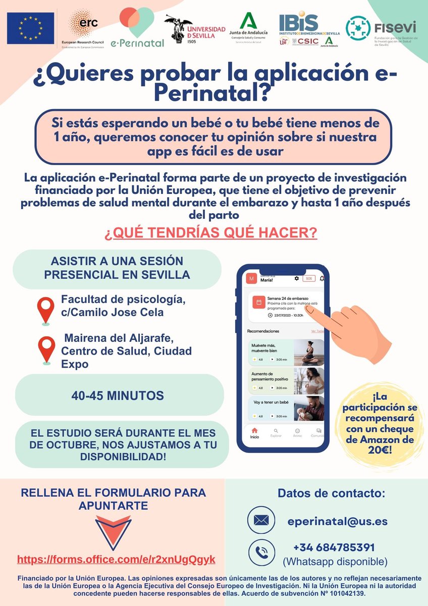 Psicología US (@psicologiaus) on Twitter photo La Dra. Emma Motrico, del Departamento de Psicología Evolutiva y de la Educación de <a href="/unisevilla/">Universidad de Sevilla</a>, está organizando un estudio para evaluar la usabilidad de la app e-Perinatal, que forma parte de un proyecto europeo para prevenir problemas de salud mental perinatal. La Dra. Emma Motrico, del Departamento de Psicología Evolutiva y de la Educación de <a href="/unisevilla/">Universidad de Sevilla</a>, está organizando un estudio para evaluar la usabilidad de la app e-Perinatal, que forma parte de un proyecto europeo para prevenir problemas de salud mental perinatal.