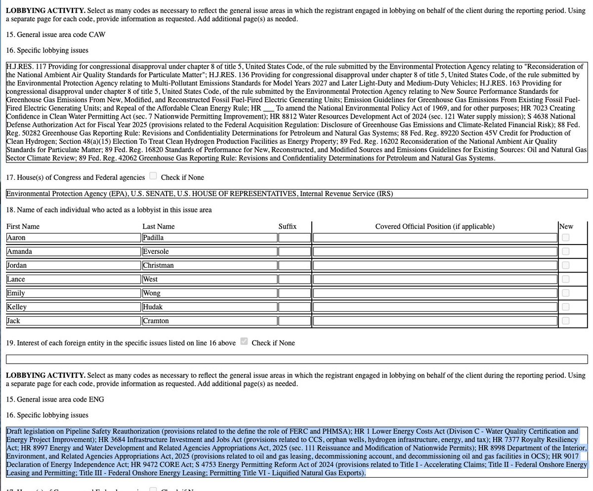 Big Oil’s federal lobbying report makes it clear who stands to benefit from the so-called Energy Permitting Reform Act. LNG exports, onshore leasing—this bill reads like a wish list for fossil fuel CEOs. We can't let Big Oil dictate our energy future.