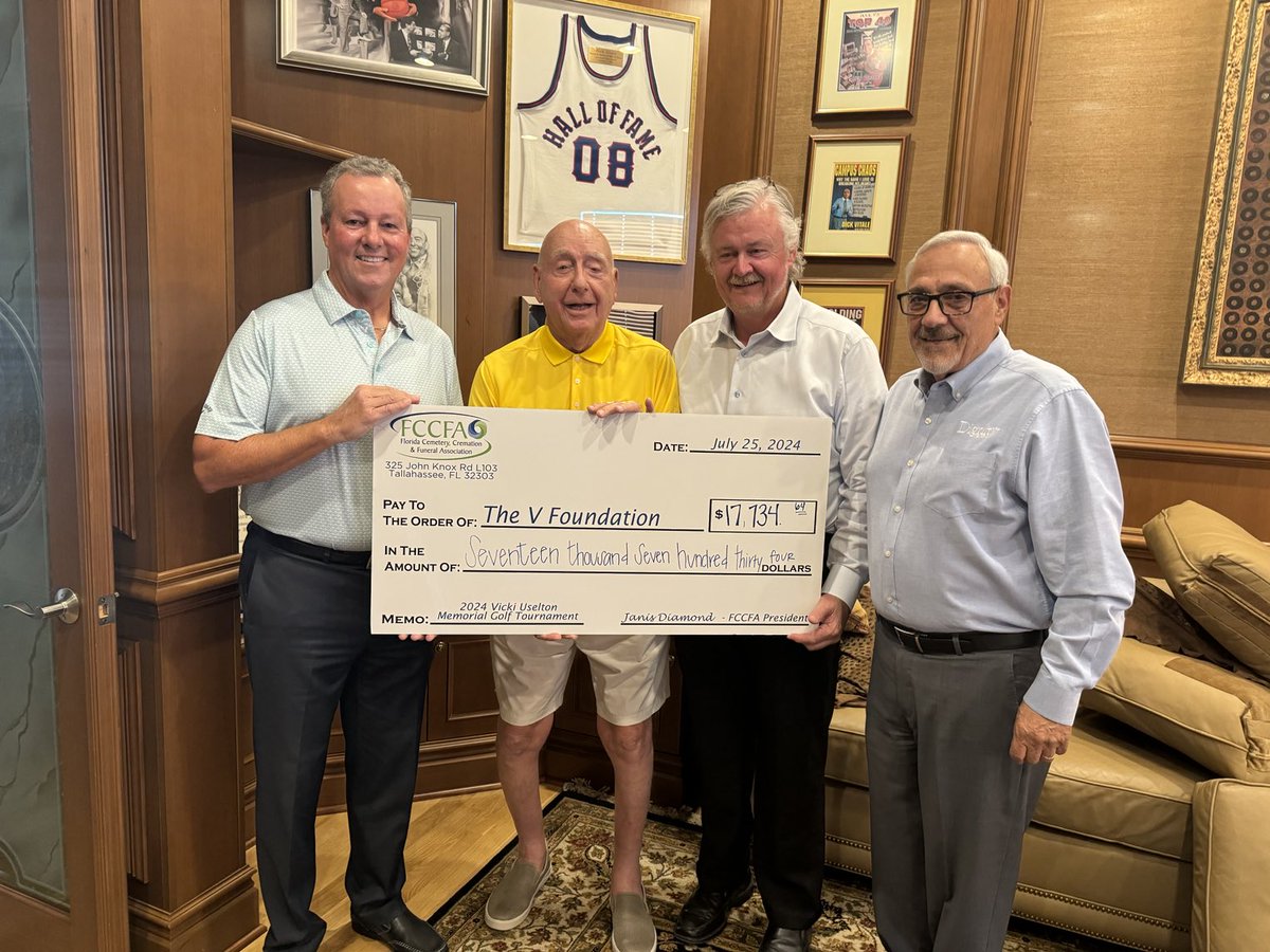 I send a big THANK YOU to the VICKI USELTON MEMORIAL GOLF committee for Donating $17,734.64 for ⁦<a href="/TheVFoundation/">The V Foundation for Cancer Research</a>⁩ for PEDIATRIC CANCER RESEARCH ! Yes they are Awesome Baby!  ⁦@TheVCEO⁩ ⁦<a href="/MKenealyEvents/">Mary Kenealy Events</a>⁩ ⁦<a href="/jksports/">Josh Krulewitz</a>⁩ ⁦<a href="/ESPNPR/">ESPN PR</a>⁩