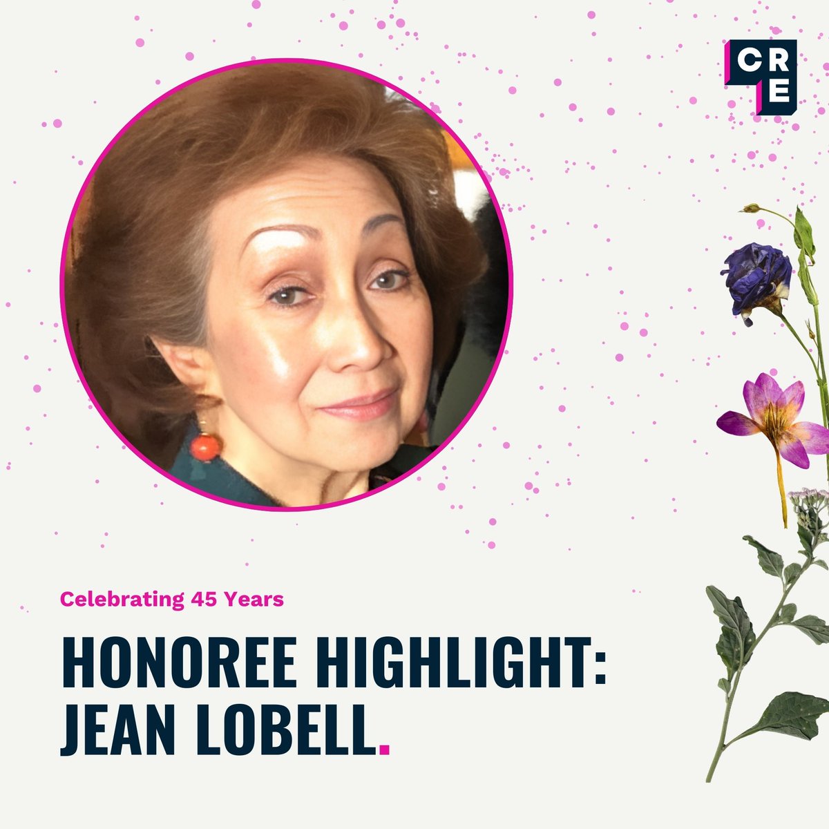 We’re thrilled to honor Jean Lobell at our #CRE45 Anniversary! Jean’s work in leadership and strategy has shaped over 20 years of equity-centered leadership in nonprofits. Join us in celebrating her incredible impact! bit.ly/45-overview #LeadershipLegacy #NonprofitLeaders