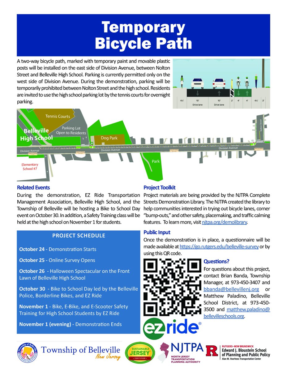 njbikeped's tweet photo. A protected bicycle path demonstration project is being installed in Belleville tomorrow, using materials provided by the @NJTPA demonstration library. https://t.co/3v2myTD88N
