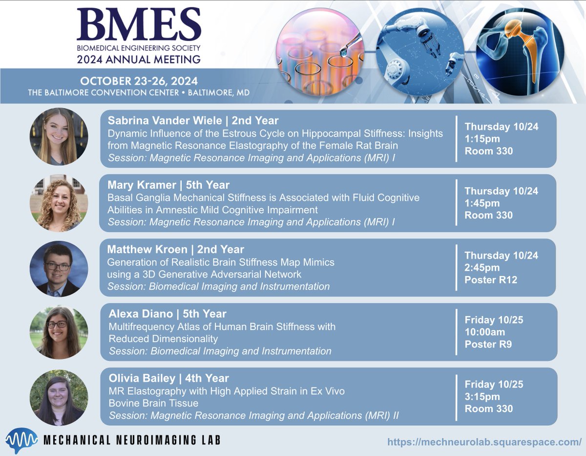 Mechanical Neuroimaging Lab (@mechneurolab) on Twitter photo We are at #BMES2024, come check out the awesome work from our lab!
We are also recruiting so swing by our <a href="/udbme/">Biomedical Engineering @ UDEL</a> booth #1032 and chat about grad school at Delaware! We are at #BMES2024, come check out the awesome work from our lab!
We are also recruiting so swing by our <a href="/udbme/">Biomedical Engineering @ UDEL</a> booth #1032 and chat about grad school at Delaware!