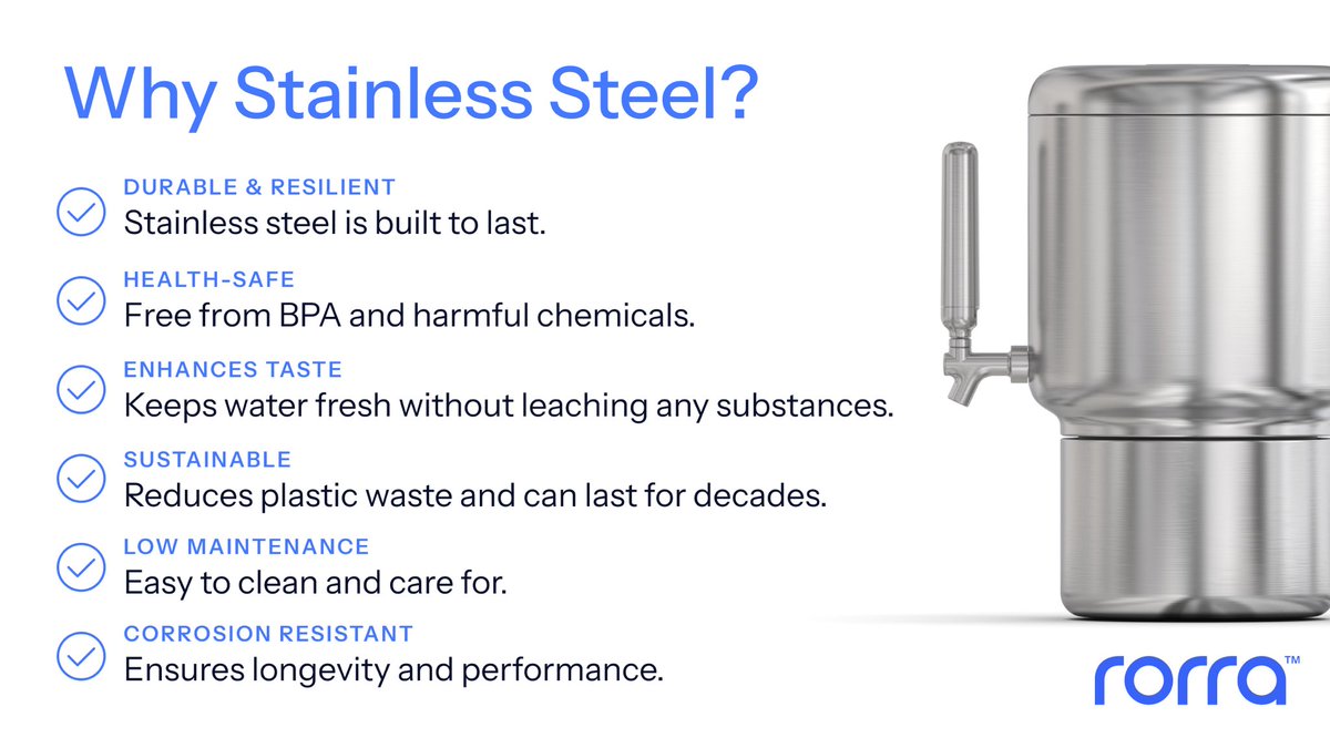 rorrawater's tweet photo. At Rorra, we believe that the material you choose for your water filtration system is just as important as the technology inside it. That’s why we’ve designed our countertop system using high-quality stainless steel.
#Rorra #NewProduct #WaterFilter https://t.co/hM9jTOplEt