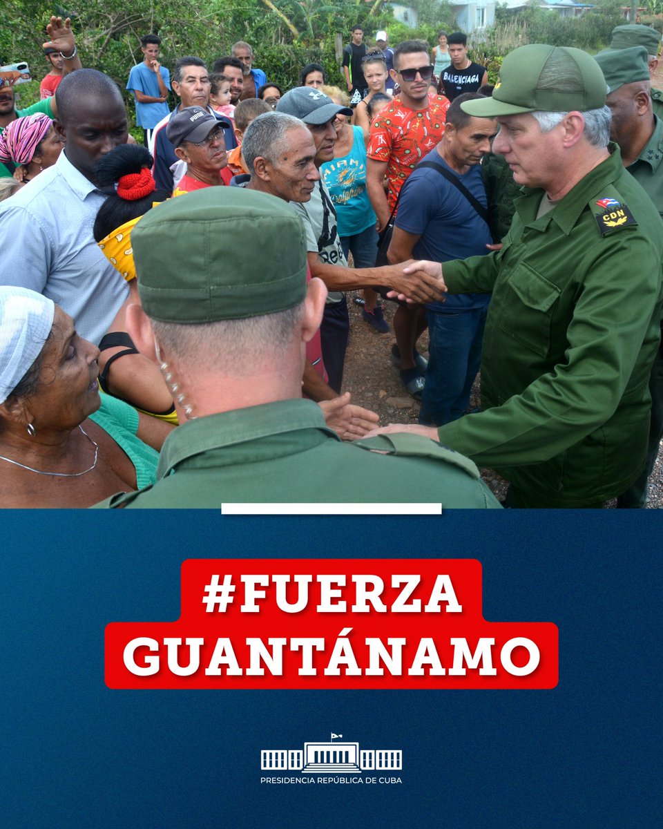 🇨🇺| Presidente <a href="/DiazCanelB/">Miguel Díaz-Canel Bermúdez</a> en Guantánamo:

“Tienen todo el apoyo de #Cuba, y lo que aquí haremos quedará mejor que antes”.

#FuerzaGuantánamo