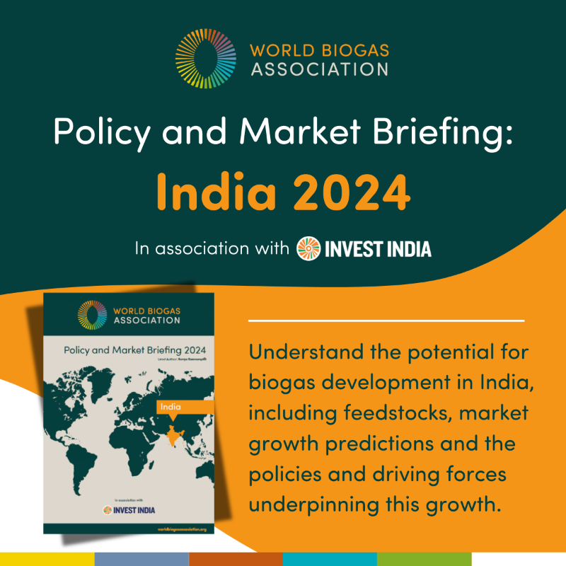WBAtweets's tweet photo. Today, WBA launches the Policy and Market Briefing: India 2024 at the World Biogas Association INDIA Congress, in partnership with @InvestiIndia. 🇮🇳

Explore India’s #biogas potential, policy drivers, and opportunities on its path to #NetZero. 🌱⚡

#EnergyTransition
