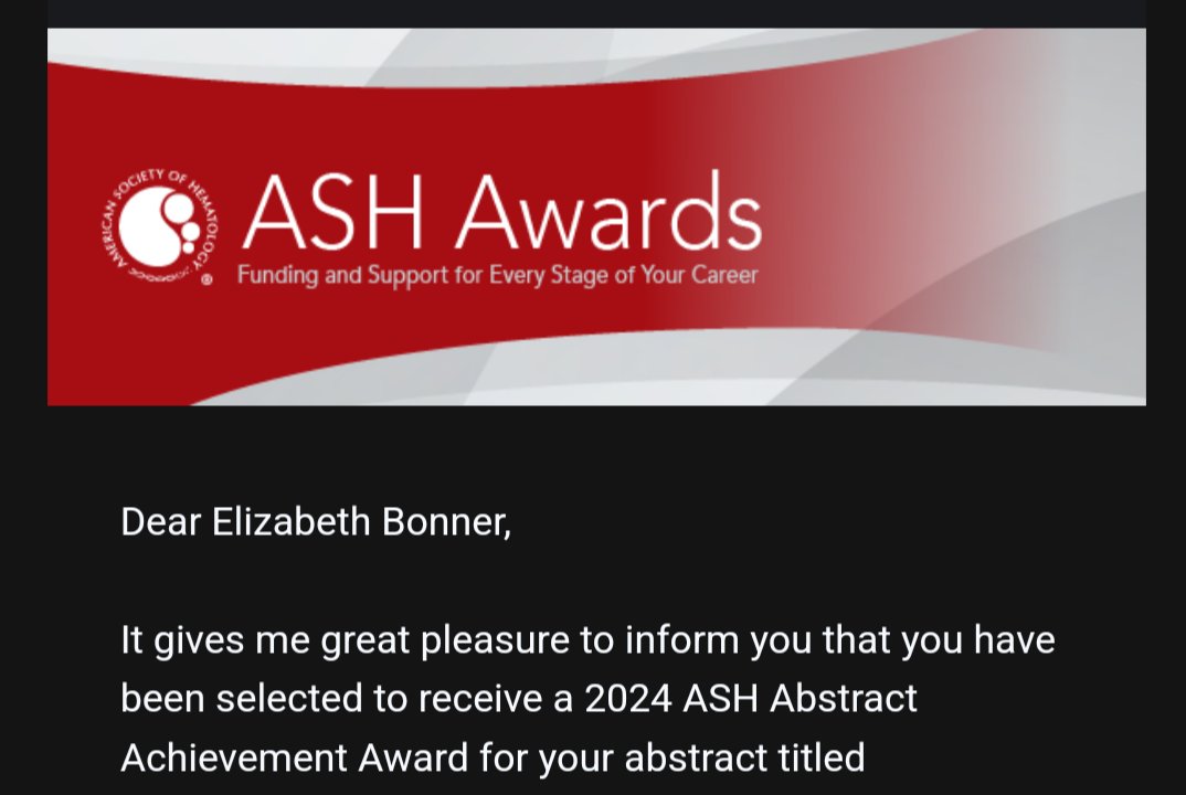 Elizabeth Bonner (ebonner.bsky.social) (@ebonner83) on Twitter photo Super excited to be sharing my thesis work in the <a href="/StanleyCLee/">Stanley Lee</a> lab at #ASH2024 this year and honored to receive the abstract achievement award for this work! Super excited to be sharing my thesis work in the <a href="/StanleyCLee/">Stanley Lee</a> lab at #ASH2024 this year and honored to receive the abstract achievement award for this work!