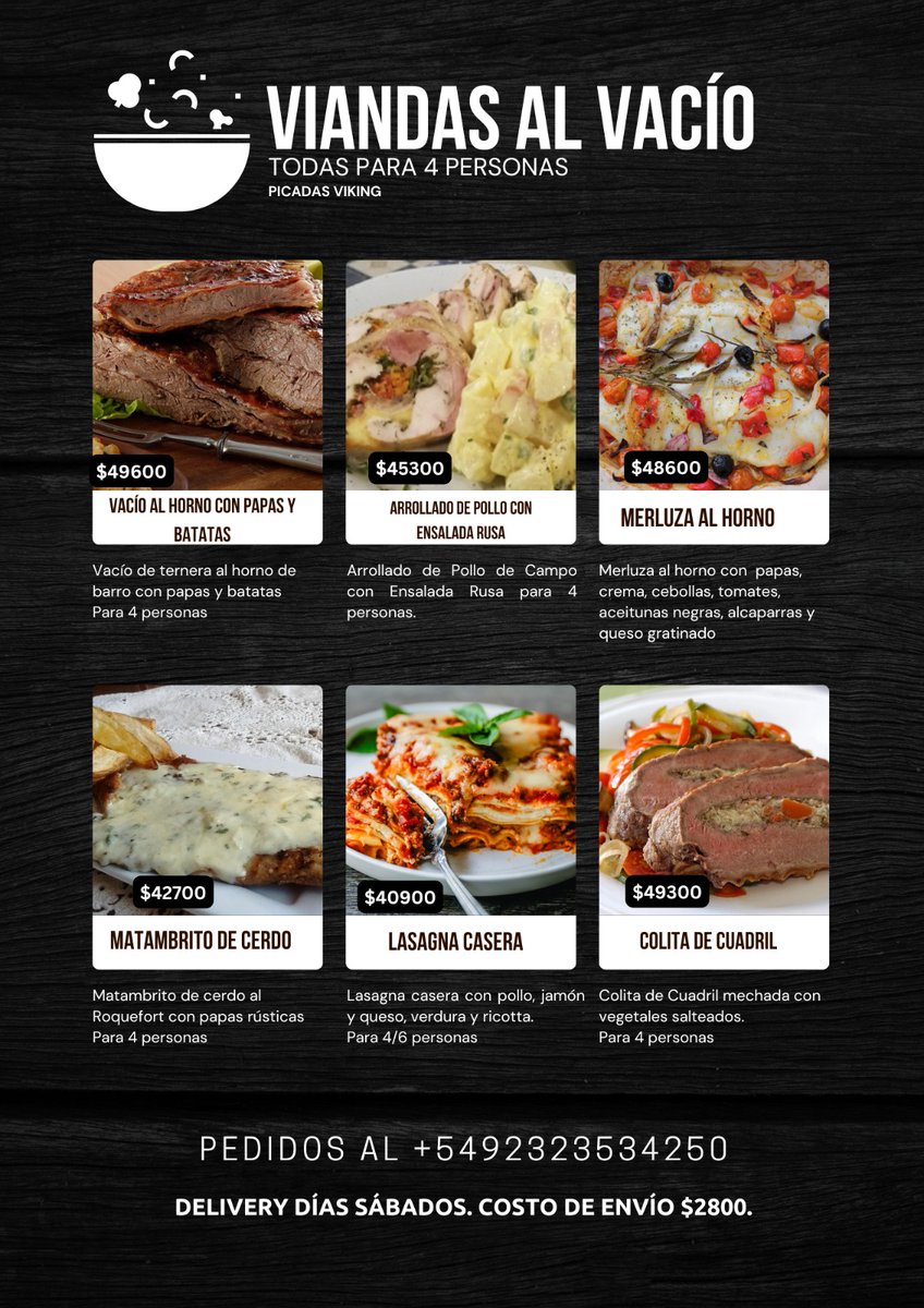 WalhallaMann's tweet image. COMIDA CASERA PARA 4 PERSONAS

Envasadas al vacío.

Aptas para freezar (duran 3 meses)

Super prácticas.

Envíos a todo AMBA.