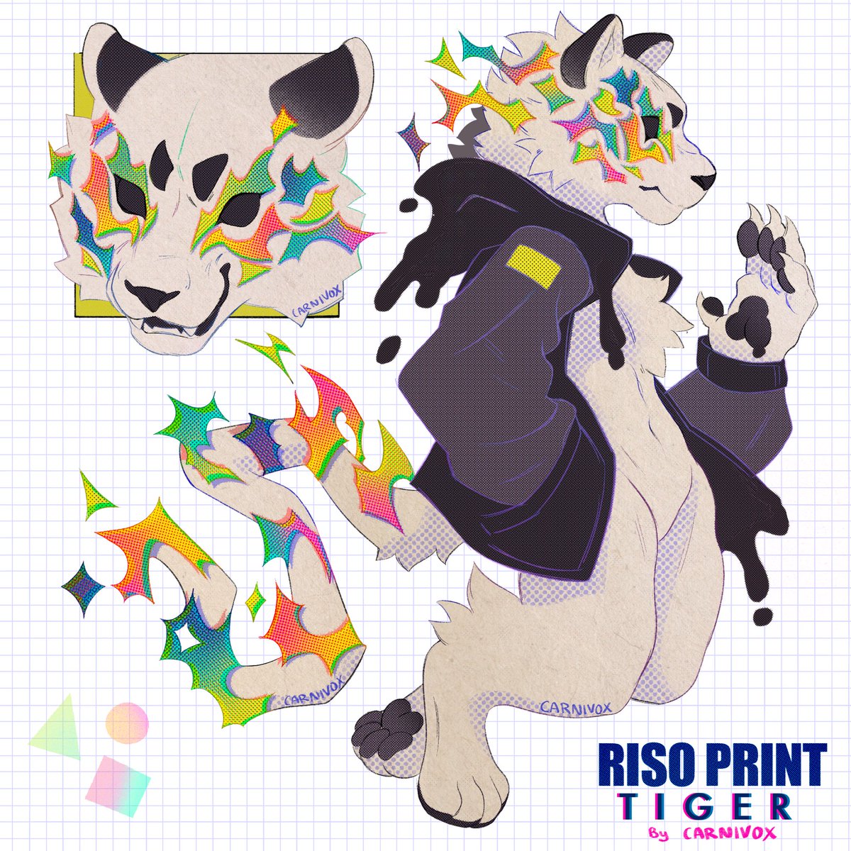 CarnivoxArt's tweet photo. OTA | Riso Print Tiger 🌈 https://t.co/V1KuidvynH