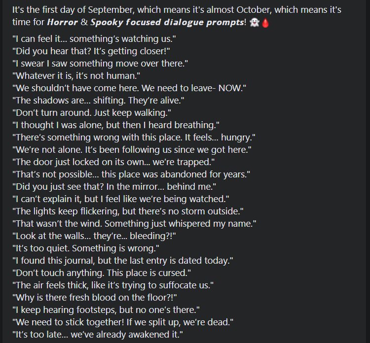 [ - O O C ] 

 Halloween Prompts anyone?