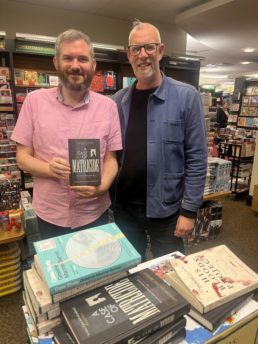 SarabandBooks's tweet photo. Out and about with @GMacraeBurnet - thanks to Conor at @WaterstonesMCR 📚 https://t.co/DfmIub1H2n