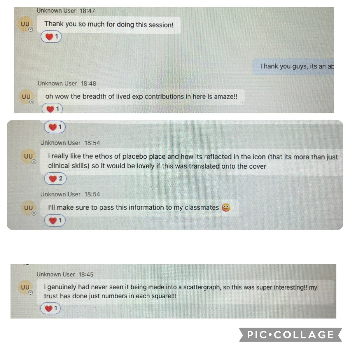 Placebo Place (@placeboplace_) on Twitter photo You have no idea how much this feedback warms our hearts and makes every minute of research, work, and dedication worthwhile! We don't have words to thank you for the affection and participation in our sessions🥹❤️
<a href="/SemedoTomar/">Jessica Semedo</a> <a href="/Bethd252/">Beth Dennis 💙 (She/her)</a> You have no idea how much this feedback warms our hearts and makes every minute of research, work, and dedication worthwhile! We don't have words to thank you for the affection and participation in our sessions🥹❤️
<a href="/SemedoTomar/">Jessica Semedo</a> <a href="/Bethd252/">Beth Dennis 💙 (She/her)</a>