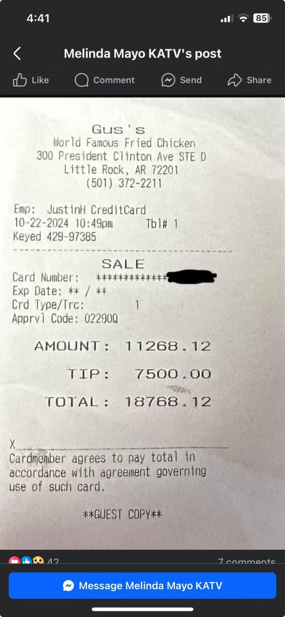 Jelly Roll’s receipt from yesterday 😳