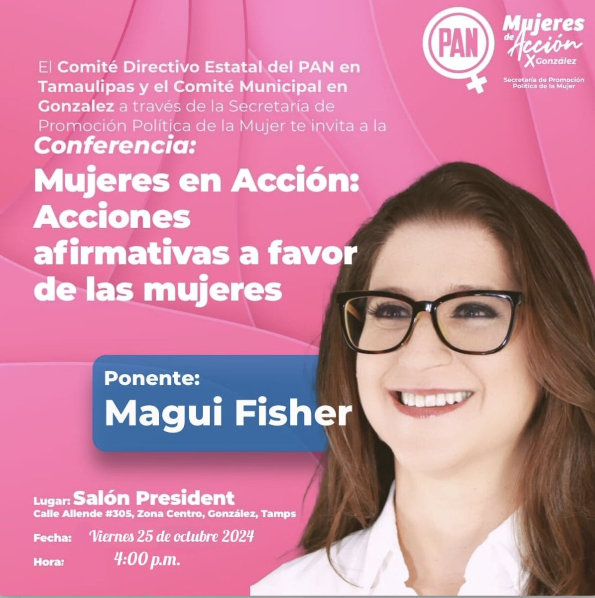 maguifisher's tweet photo. Nos vemos en González, Tamaulipas este viernes 25 de Octubre.
#MásYMejoresPanistas
#ElPoderDeCreer https://t.co/904mWAPvTw