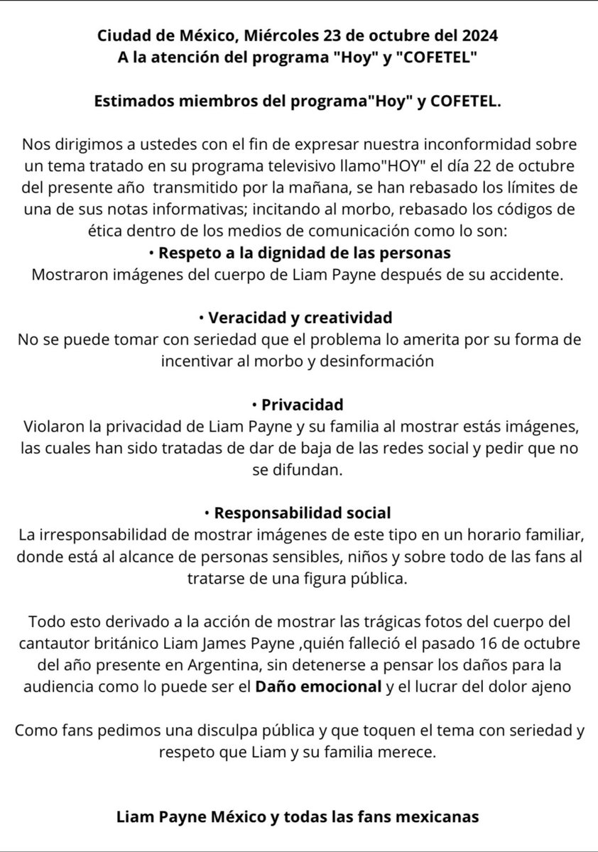 AlondraHyuga's tweet photo. Exigimos Disculpas públicas y respeto para Liam Y Su familia 
@programa_hoy 
#respectforliam 
#respetoparaliam https://t.co/X6tFxR9zCG