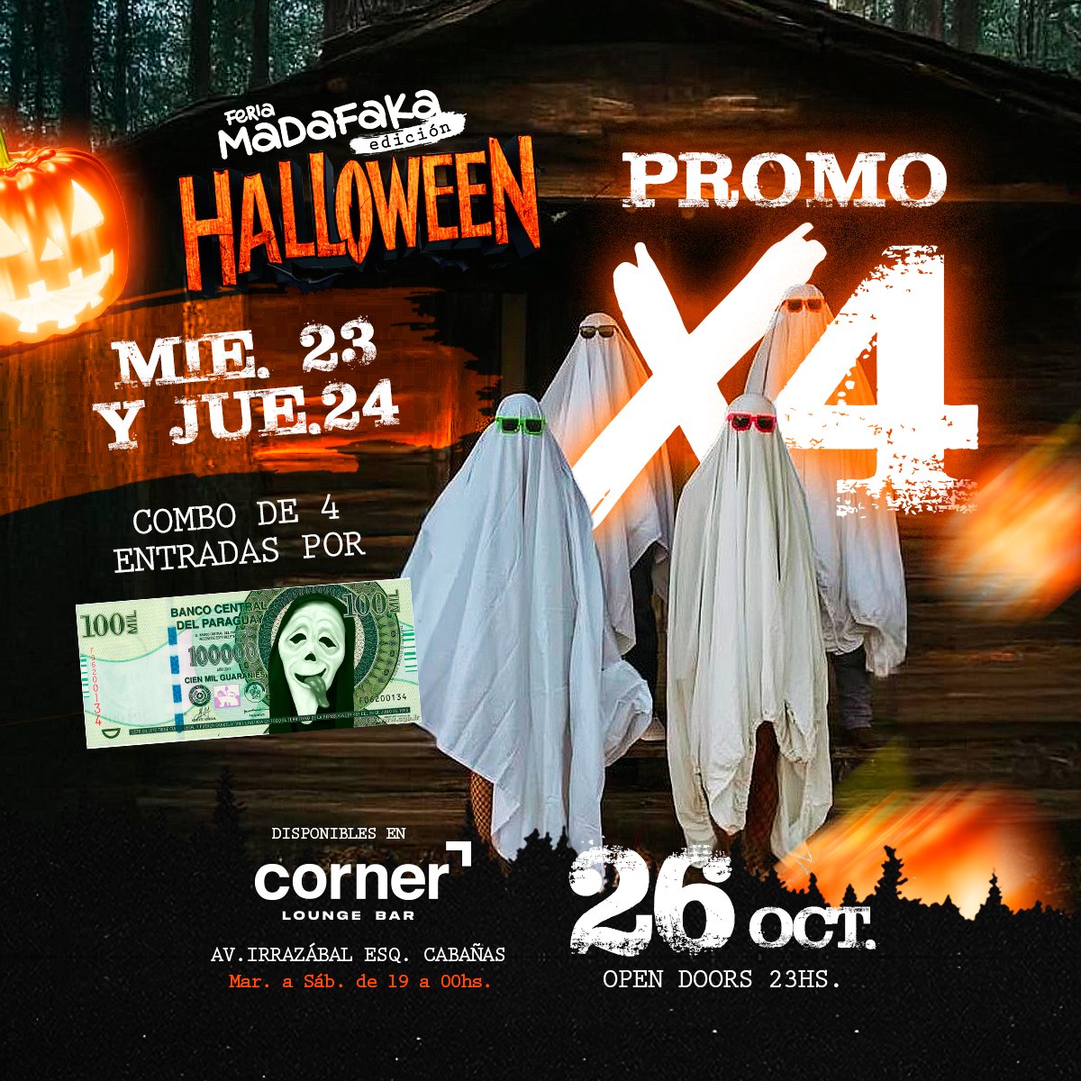 FeriaMADAFAKA's tweet photo. 📢 PROMO X4 📢
SÓLO POR HOY Y MAÑANA! 4 entradas por 100.000 gs. 💸
Apúrense, son las últimas anticipadas, después solamente en puerta con otro precio. 🔥🔥🔥
Consultas para pagos vía transferencia: 0973668488
Entradas físicas en @corner.enc de 19 a 00 horas. https://t.co/HlgJTW94dw