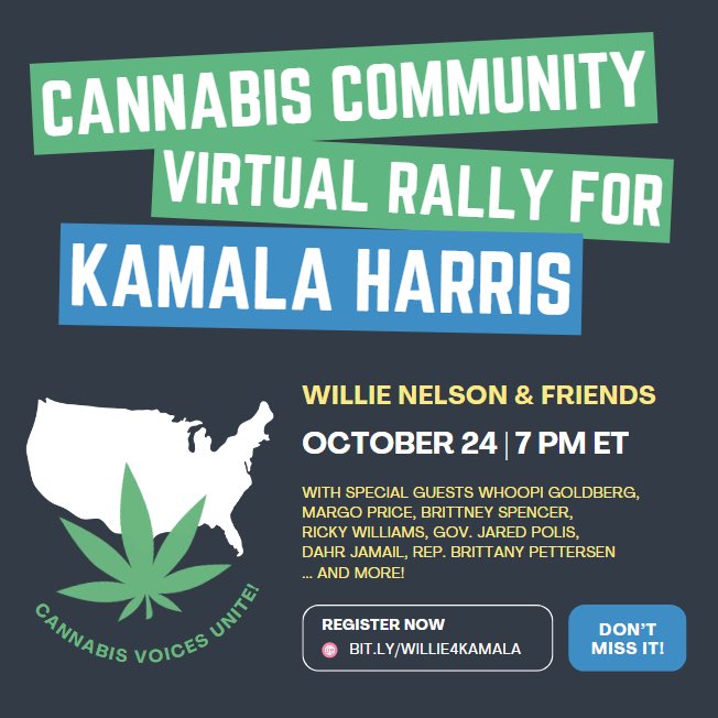 Vice President Kamala Harris said it herself – it's time to legalize it. Join me, #WhoopiGoldberg, <a href="/BrittNicx/">Brittney Spencer</a>, <a href="/MissMargoPrice/">Margo Price</a>, Colorado Governor <a href="/jaredpolis/">Jared Polis</a> &amp; <a href="/pettersen4co/">Brittany Pettersen</a> for a Cannabis Community Zoom Call to rally support for her candidacy &amp; all it means for healing,