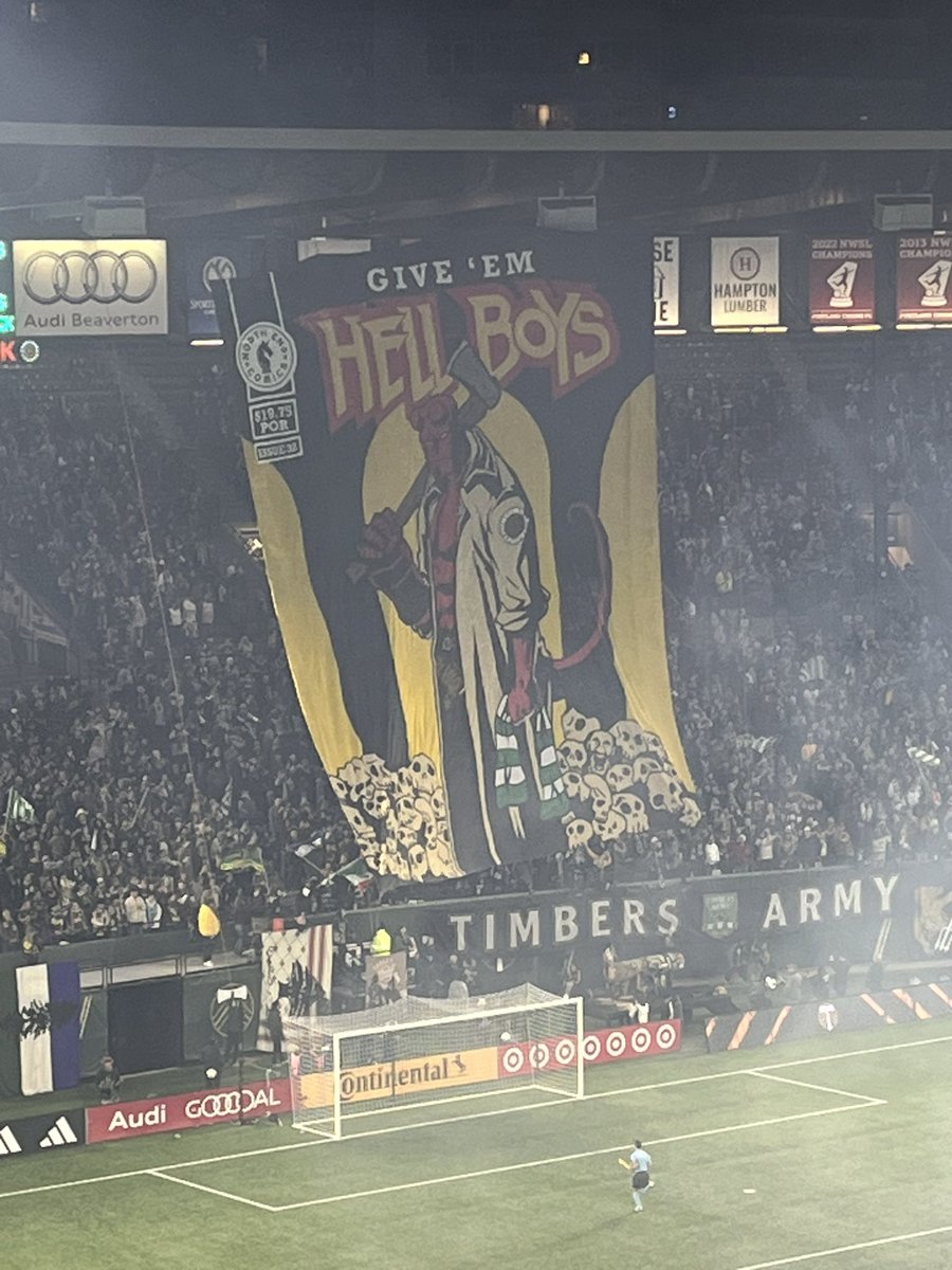 HarJournalist's tweet photo. #RCTID fans with a ‘f**k Vancouver’ chant.  #VANvPOR #VWFC #MLS https://t.co/bxVd4ycm4v