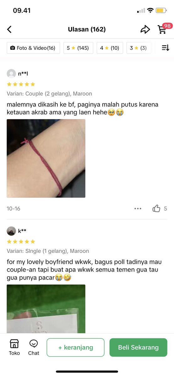 rizkaput's tweet photo. aku pengen beli gelang couple tapi takut kaya mba mba ini di tiktok🥺 https://t.co/IWvTSwvjoB