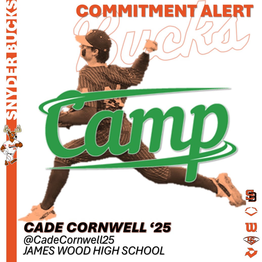 Snyder Baseball (@snyderbaseball) on Twitter photo COMMITMENT ALERT!!! Congratulations to '25 Cade Cornwell <a href="/CadeCornwell25/">Cade Cornwell</a> <a href="/JamesWoodBaseb1/">James Wood Baseball Official</a>
on his commitment to play at the next level at <a href="/pdc_baseball/">Camp Baseball</a>. Best of luck Cade and we will be watching!!!
π¦βΎοΈπ<a href="/sean_mac89/">Sean McCauley</a> π¦ COMMITMENT ALERT!!! Congratulations to '25 Cade Cornwell <a href="/CadeCornwell25/">Cade Cornwell</a> <a href="/JamesWoodBaseb1/">James Wood Baseball Official</a>
on his commitment to play at the next level at <a href="/pdc_baseball/">Camp Baseball</a>. Best of luck Cade and we will be watching!!!
π¦βΎοΈπ<a href="/sean_mac89/">Sean McCauley</a> π¦