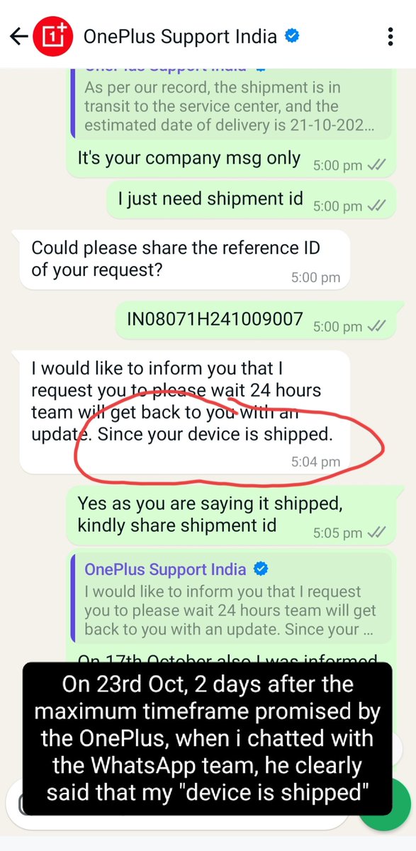 DeogadeSahil's tweet photo. It’s shocking how @OnePlus_IN misled me with false updates, both through email and WhatsApp. How can a company provide such conflicting information? I deeply request @consumerforum_ @BandBajaateRaho @jagograhakjago @gadget360 @91mobiles @geekyranjit @trakInTech @GyanTherapy @AmreliaRuhez @ShokeenSanchit  to please look into this. #ConsumerRights

My patience has been pushed to the limit. I’ve been waiting for 15+ days and now @OnePlus_IN says the phone shipment is still pending, despite repeatedly claiming it was already on its way. This level of customer care is totally unacceptable. It’s disappointing to see @OnePlus_IN, a brand we trusted, mishandle this situation so badly. I’m now seeking a refund, not a replacement. I hope every tagged personnel to look into this matter. #ConsumerRights