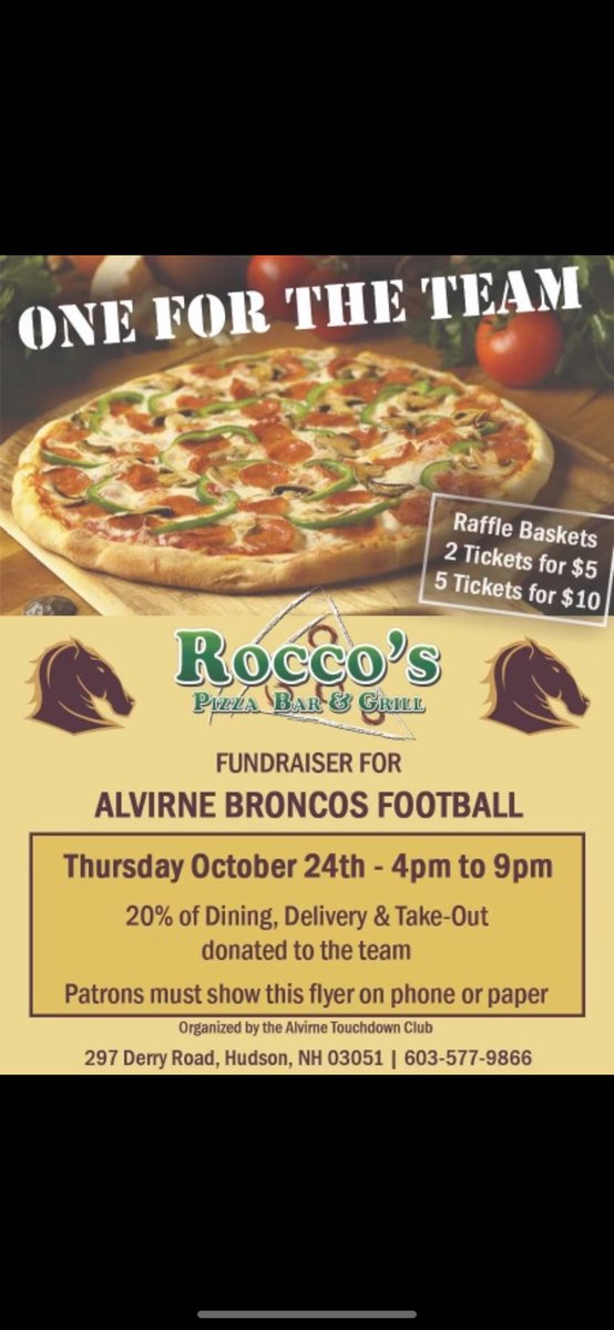 Don’t forget to order from Rocco’s tomorrow night from 4-9. You can support a local business and our program all at once!