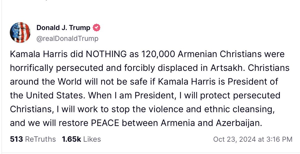 The United States should fight against the persecution of Christians all over the world, and it will when President Trump is back in the White House. 

Kamala Harris has done nothing.