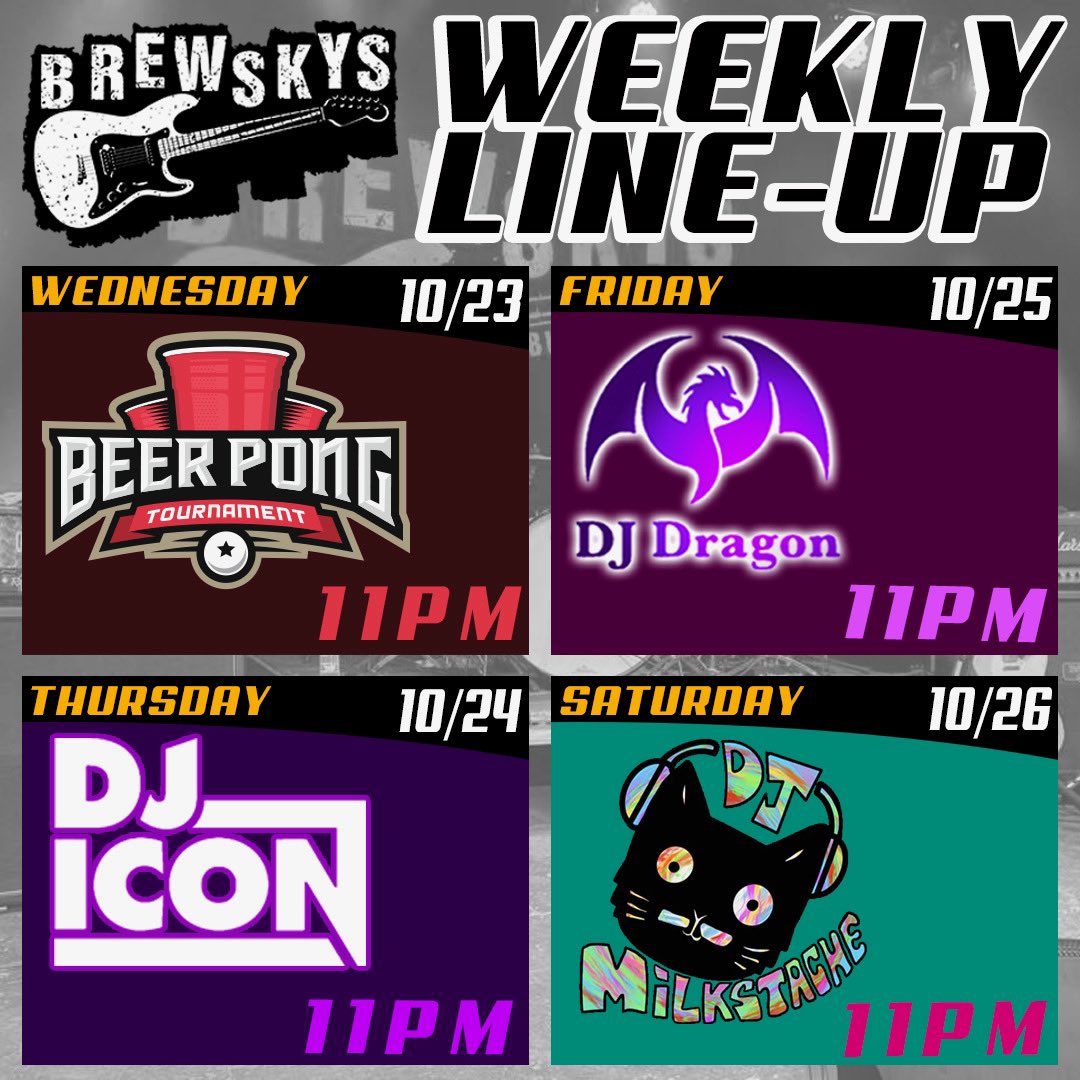 BrewskysHatti's tweet photo. Big weekend at Brewksys!!
Wednesday-Beer Pong with .50 cent wings, $4 beer pitchers, and $12 well drink pitchers!! $50 bar tab and free cover for the week to winners of Beer Pong!! https://t.co/q00royDidK