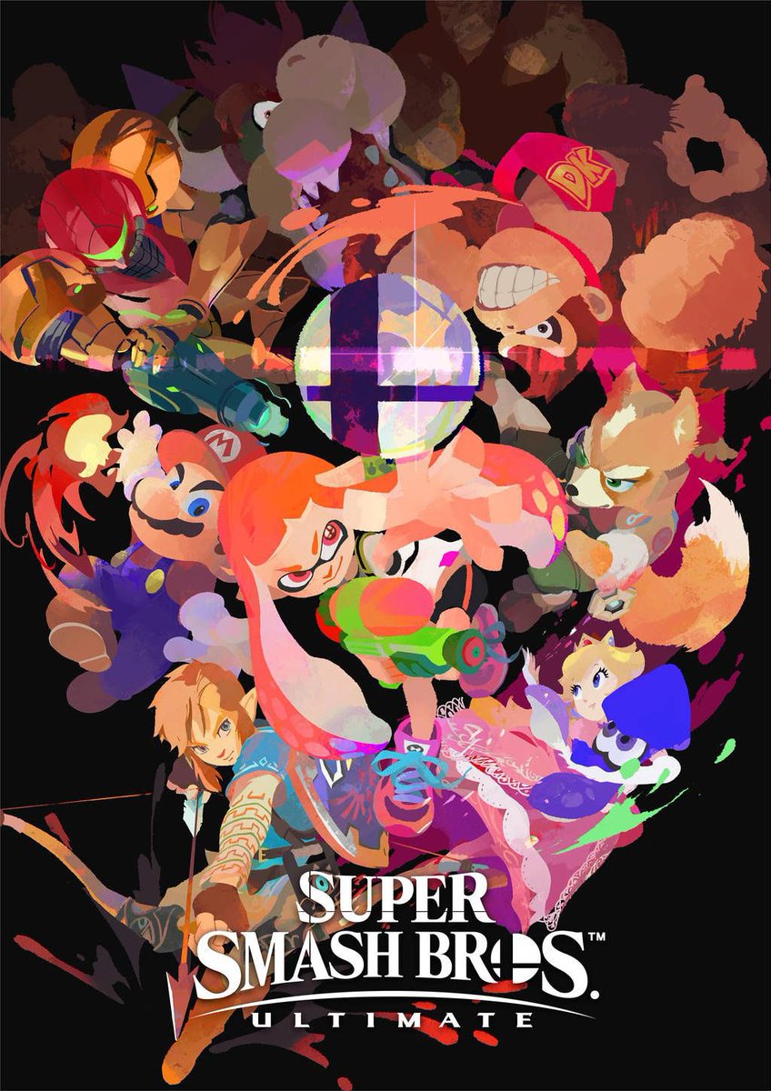 SwitchySh4rky's tweet image. this smash bros ultimate art piece that’s done in the splatoon artstyle will always be special to me