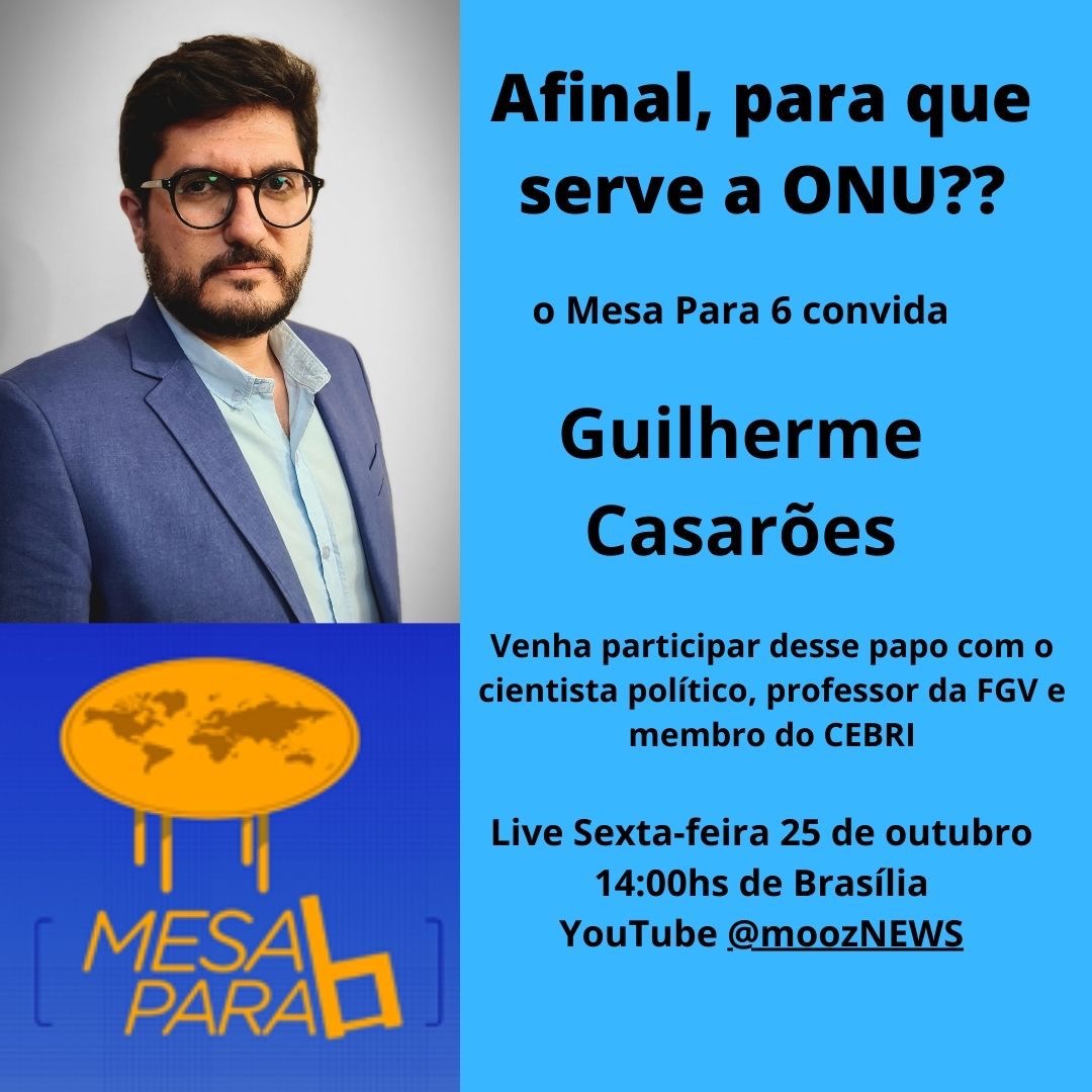 Fabio Watson (@fabiowatson) on Twitter photo Na sexta dia 25/10 às 14h (hora de Brasília) o programa Mesa para 6 vai entrevistar o cientista político, Guilherme Casarões <a href="/GCasaroes/">Guilherme Casarões</a>. Com <a href="/ctornaghi/">Cecilia Tornaghi</a> , <a href="/fabiowatson/">Fabio Watson</a> , <a href="/mlabbott28/">Maria L Abbott</a> e Adriana Brasileiro. Participe do programa. Vamos falar de guerras, meio ambiente e eleições EUA. Na sexta dia 25/10 às 14h (hora de Brasília) o programa Mesa para 6 vai entrevistar o cientista político, Guilherme Casarões <a href="/GCasaroes/">Guilherme Casarões</a>. Com <a href="/ctornaghi/">Cecilia Tornaghi</a> , <a href="/fabiowatson/">Fabio Watson</a> , <a href="/mlabbott28/">Maria L Abbott</a> e Adriana Brasileiro. Participe do programa. Vamos falar de guerras, meio ambiente e eleições EUA.