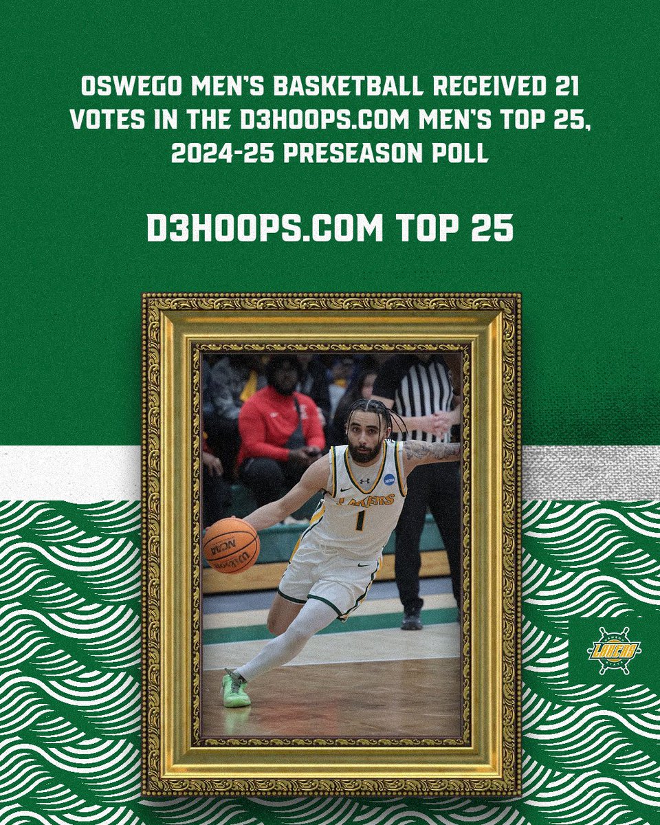 Oswego State Lakers (@oswegoathletics) on Twitter photo Shout out to Oswego men's basketball who received 21 votes in the D3hoops.com men's Top 25, 2024-25 preseason poll!
#GoLakers
<a href="/OswegoMBball/">Oswego State Men's Basketball</a> Shout out to Oswego men's basketball who received 21 votes in the D3hoops.com men's Top 25, 2024-25 preseason poll!
#GoLakers
<a href="/OswegoMBball/">Oswego State Men's Basketball</a>
