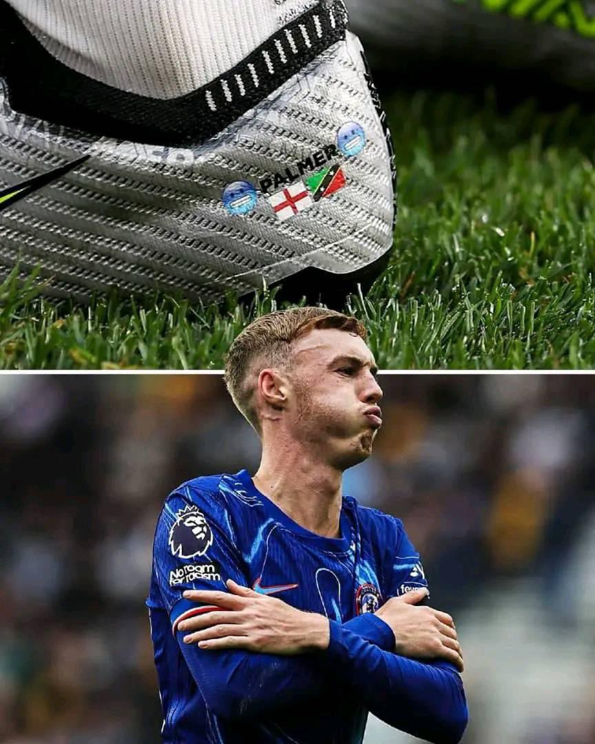FrankKhalidUK's tweet photo. Love what Cole Palmer has on his boots, he has both England &amp; St. Kitts flags and the cold emojis 🥶 https://t.co/IDHeC8rB9I