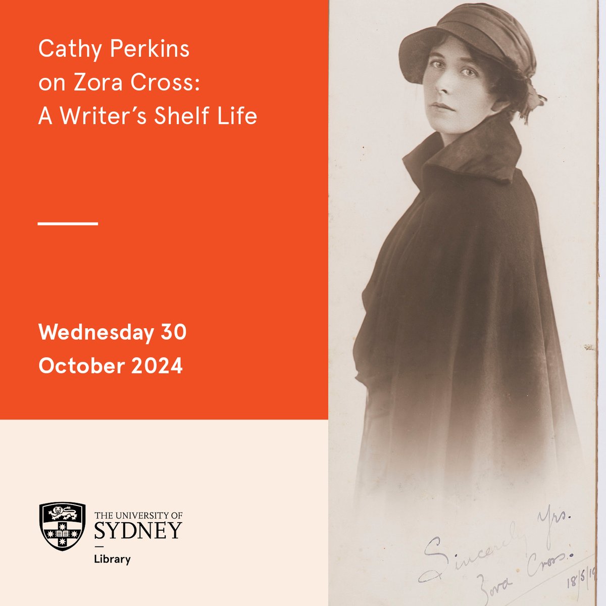 Upcoming Friends of the Library talk at <a href="/Sydney_Library/">Sydney Uni Library</a> by Cathy Perkins on Australian writer Zora Cross, who caused a sensation in 1917 with her poetry. 
Registration is free!
usyd.libcal.com/event/5736626 
<a href="/ArtSS_Sydney/">Faculty of Arts and Social Sciences</a> <a href="/usydsace/">SACE | School of Art, Communication and English</a>