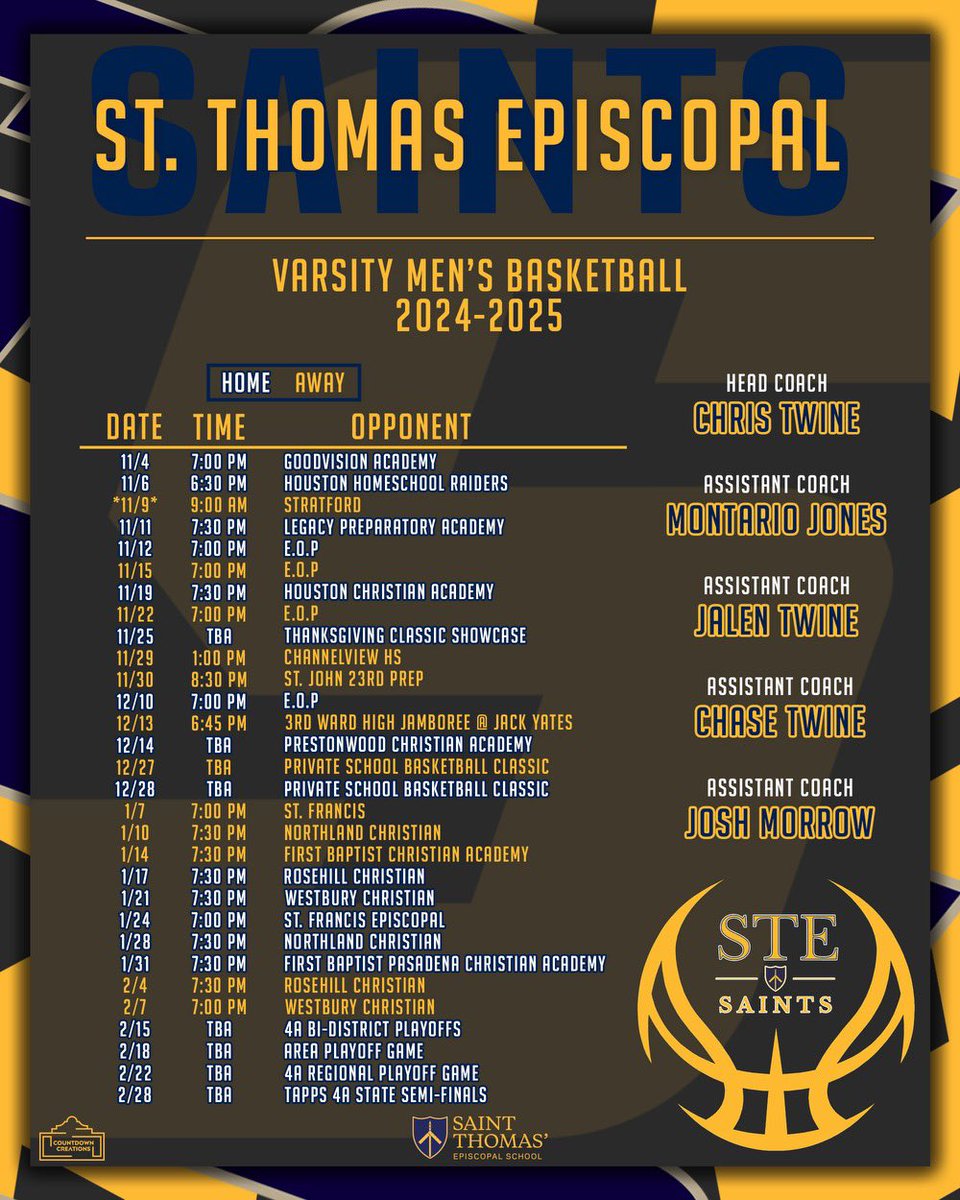 here’s my schedule for the year with <a href="/STE_Saints/">stesaints</a> excited to get on the court
<a href="/CoachTwine/">Chris Twine</a> <a href="/IAMJONES2723/">Coach Montario Jones, M.A.</a> <a href="/AllNOneSports1/">All-N-One Sports Services</a>