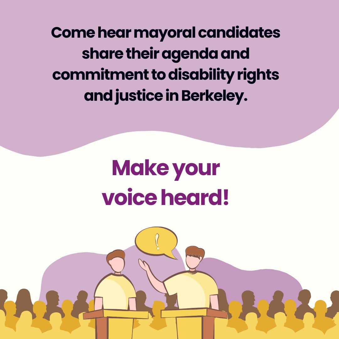 TheCILOfficial's tweet photo. Come hear mayoral candidates share their agenda and commitment to disability rights and justice in Berkeley!

When: Wednesday, Oct. 30th, 5PM
Where: Hybrid, in person at ERC and online via Zoom

Register via Eventbrite: https://t.co/uKREwssXXH https://t.co/dXlU5HW4Gt