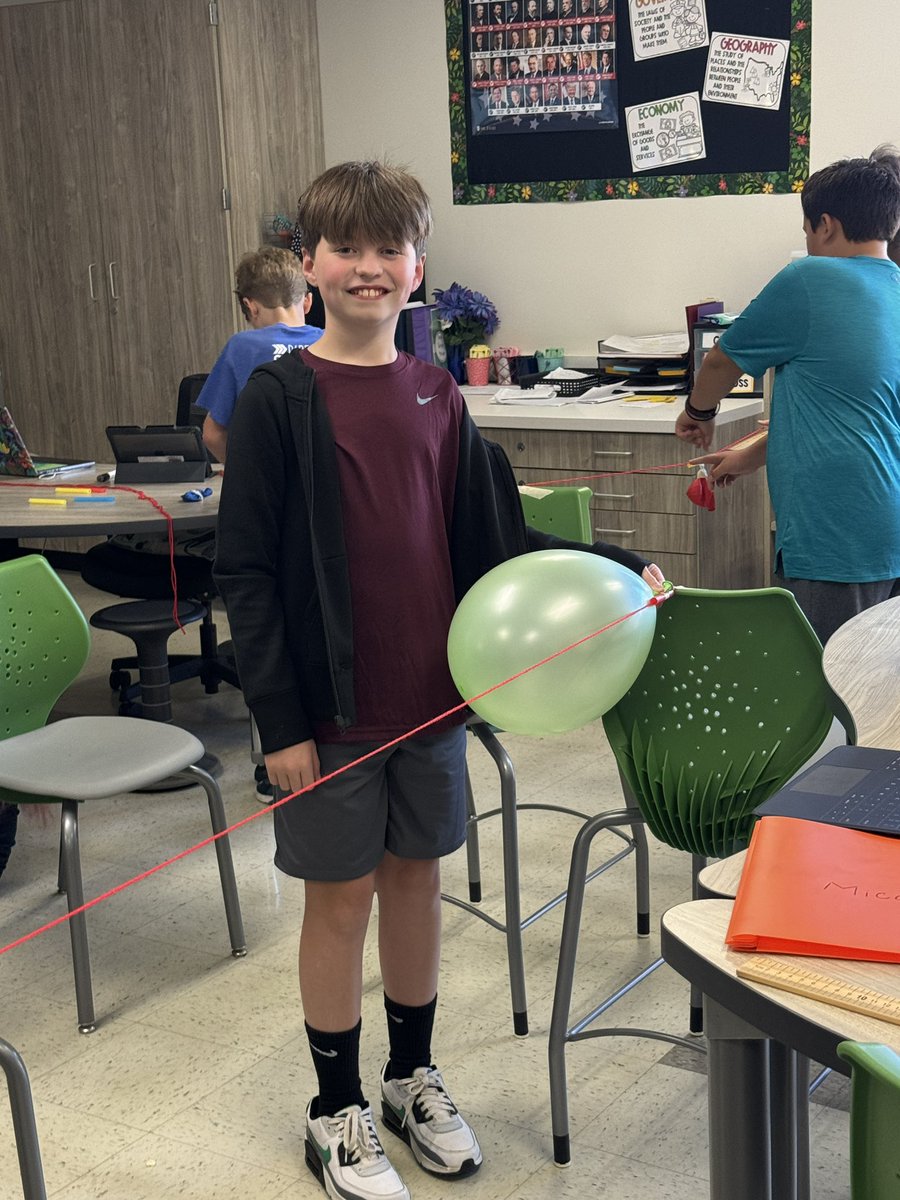 Testing out force by creating rocket balloons! 🚀 🎈💨We had several trials with different amounts of air &amp; we measured the distance our rocket could travel #gr8gators <a href="/LISDScience/">LISD Science</a>