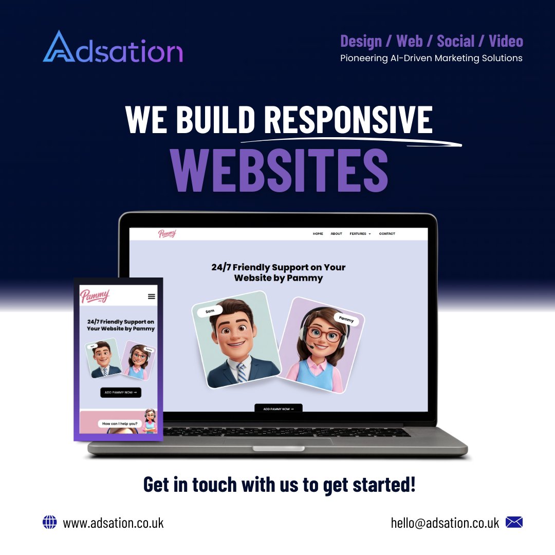 🚀 Stay Ahead of the Curve with Adsation Marketing Agency! 🌐

👉 Visit our website - adsation.co.uk 
📲 Chat with us on WhatsApp - +447822011681

#AdsationMarketing #ResponsiveWebDesign #BusinessGrowth #AIIntegration