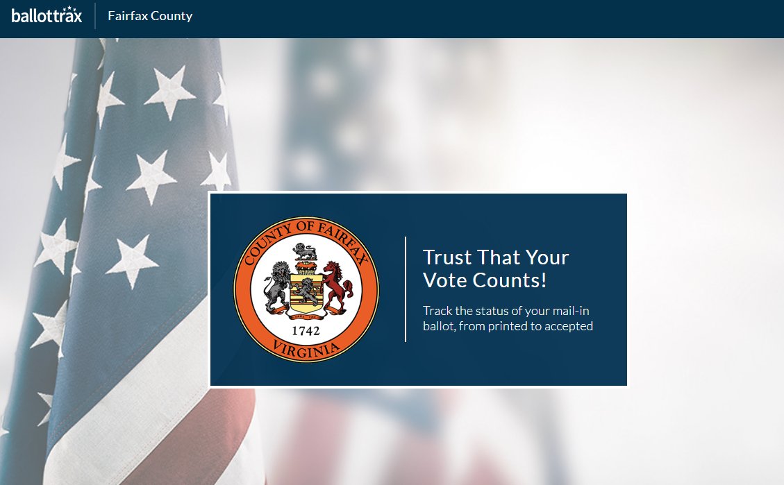 fairfaxvotes's tweet photo. If you're voting absentee by mail, check the status of your ballot once it has been issued. You can even sign up for text, phone or email alerts.

https://t.co/d6YWO4zkl1 https://t.co/XcioSzBbKG