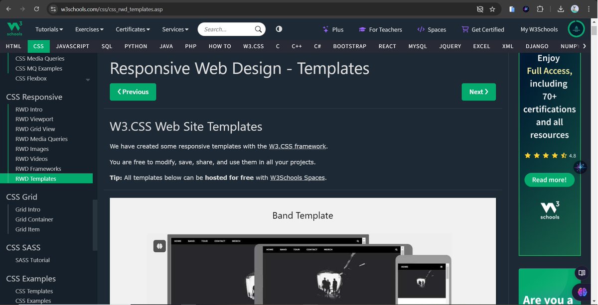 ekojoecovenant's tweet image. Day 97! - 98!

Day 97:
- CSS RWD Templates

Day 98:
- CSS Grid Introduction

#100DaysofCode #w3schools #css