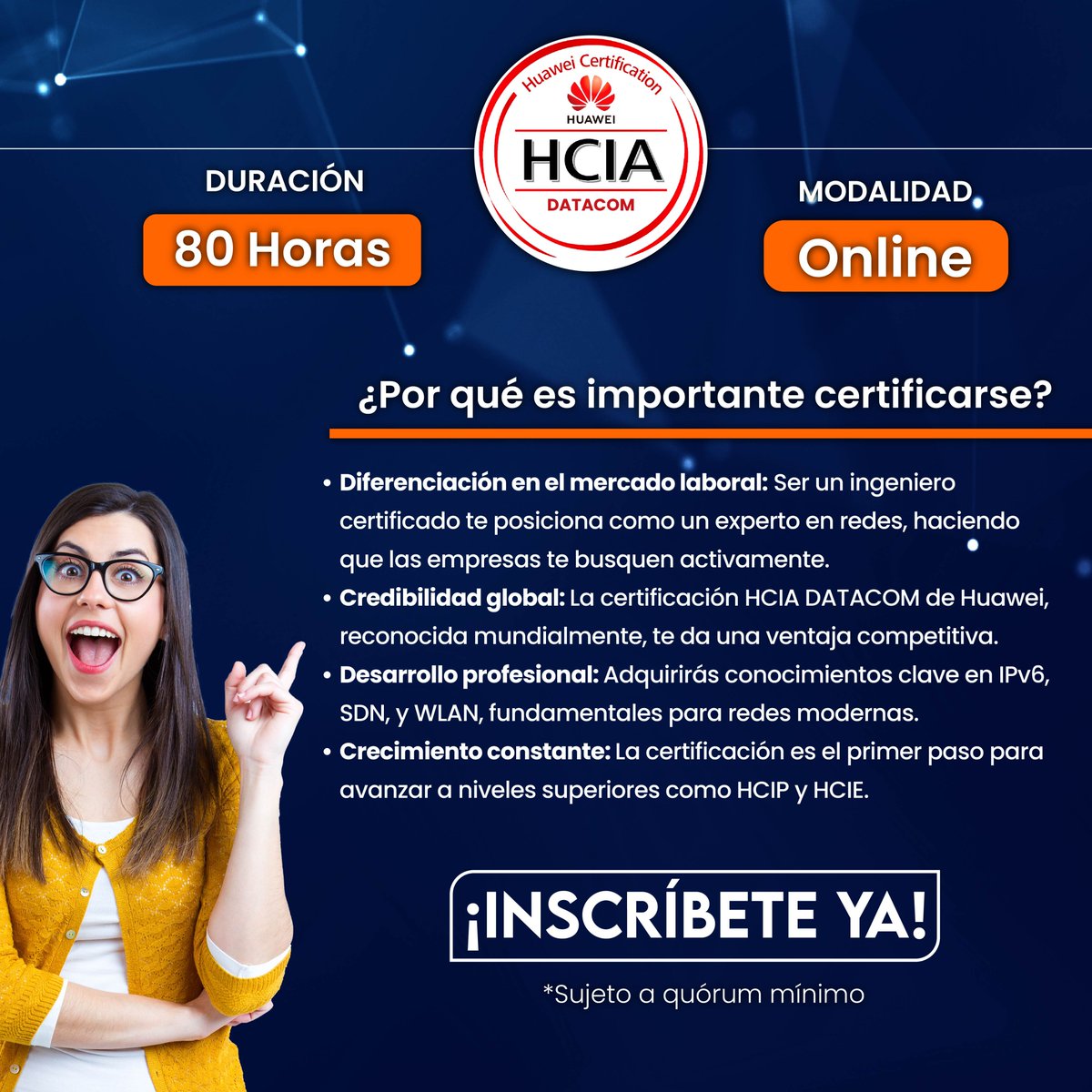 EYS_Global's tweet photo. Con la certificación HCIA DATACOM de Huawei, te convertirás en un experto en comunicaciones de datos y redes empresariales, obteniendo las habilidades que las empresas globales están buscando. 📡💼

📲 Inscríbete ahora
👉 https://t.co/hy8vweKQ2d

#CertificaciónHuawei #HCIA https://t.co/XfFCnd3Vhw