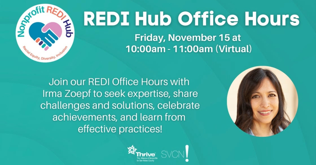 Don't miss out on our REDI Office Hours on November 15th - a safe space for open discussions on combating systemic racism and promoting equity. Join our engaging virtual session led by Irma Zoepf. Let's take concrete steps towards positive change! tinyurl.com/4xb5wn8d